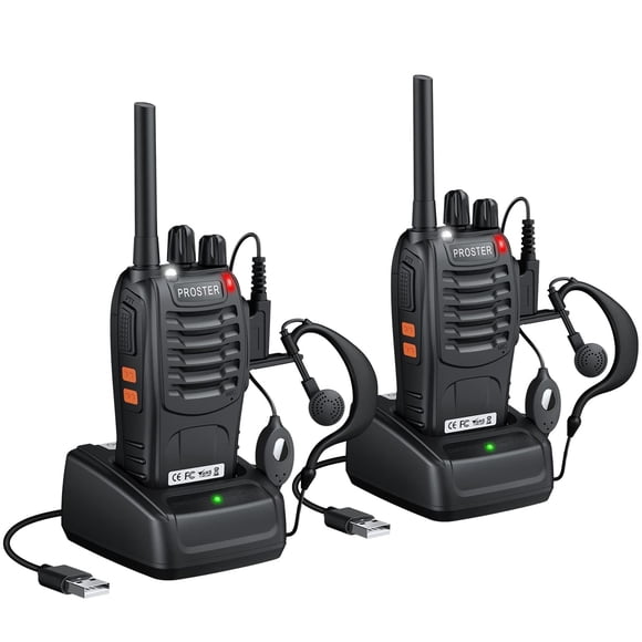 Walkie Talkies Proster recargables de 16 canales, paquete de 2