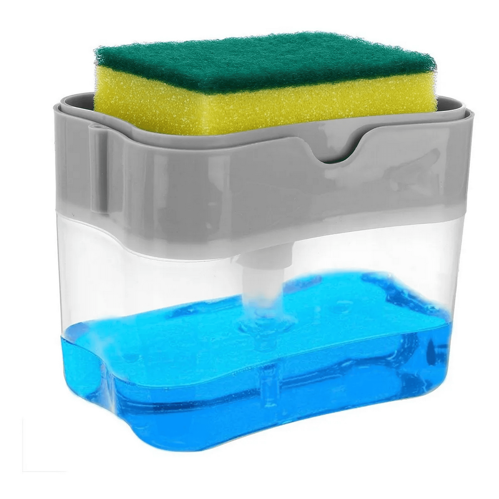 Genérico - Dispensador Jabón Con Esponja Fibra Lava Vajilla Lavaplatos