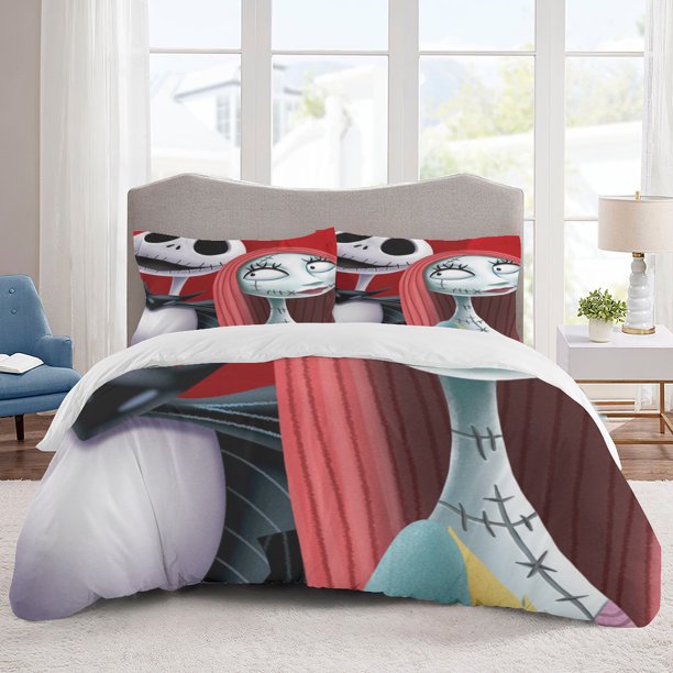 The Nightmare Before Christmas Bedding Sets Cartoon Duvet Cover Lightweight 3 Piece Bet Sets for Kids Boys Girls