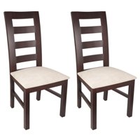 Arthome - Pack 2 Sillas Amelia Madera Color Chocolate Tapiz Beige Jaspeado