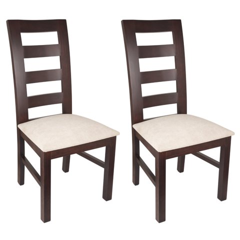 Arthome - Pack 2 Sillas Amelia Madera Color Chocolate Tapiz Beige Jaspeado