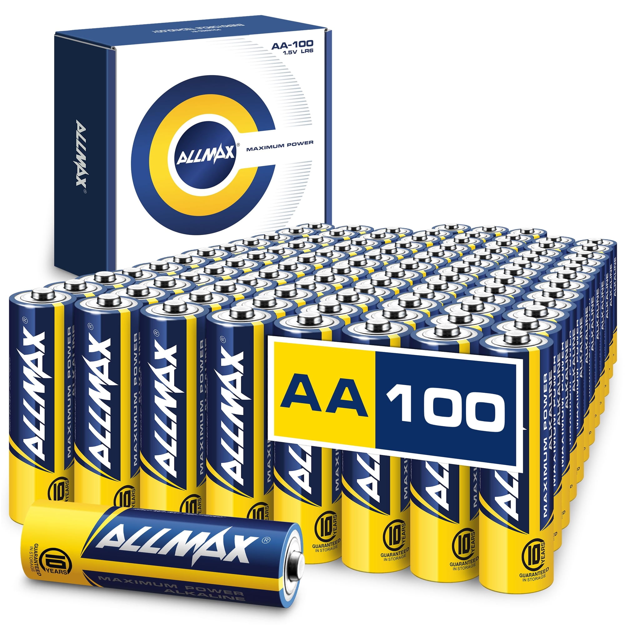 Allmax Battery - Batería Alcalina Allmax Aa De Máxima Potencia De 1,5 V (100 Unidades)