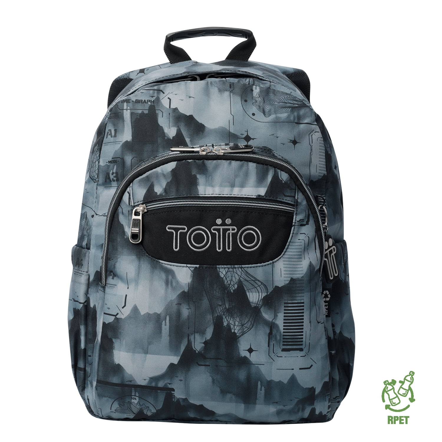 Mochila Escolar Para Niño Notebook 14" Acuarela Gris Totto