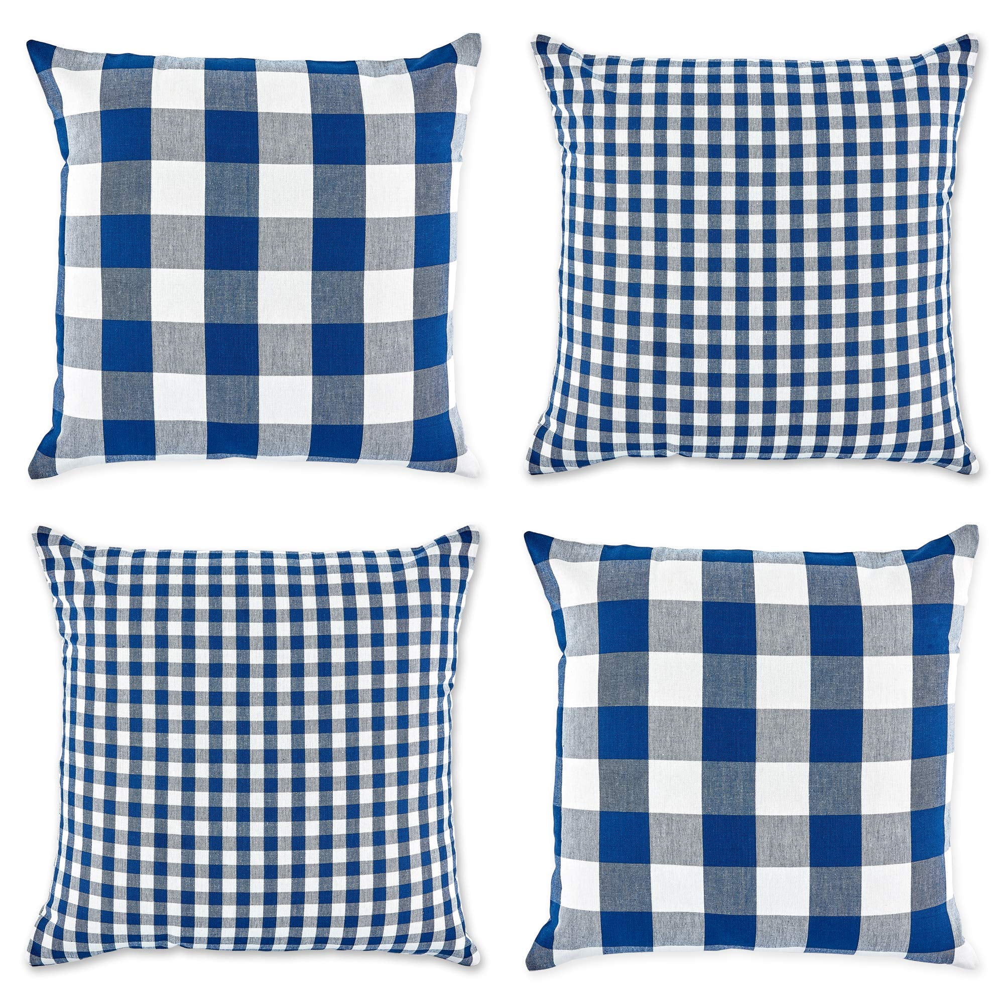 Fundas Para Cojines Decorativos Dii 46x46 Cm De Algodón, Cuadro Vichy Azul Marino, 4 Piezas