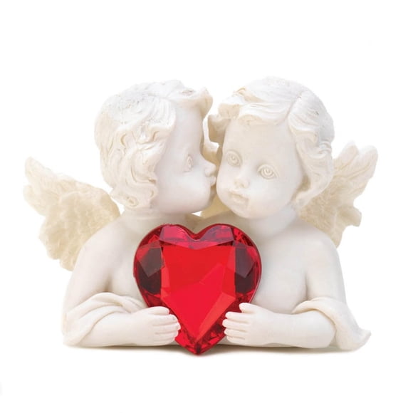 Figura Two In Love Querub Con Corazón De Cristal Rojo