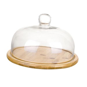 Bothyi - Soporte Para Tartas De Bambú Con Cúpula De Cristal Para Restaurantes, Pasteles, Tartas Grandes