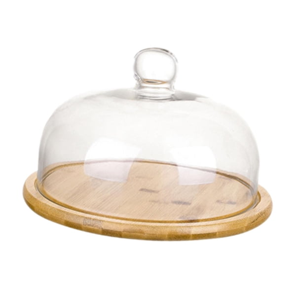 Soporte Para Tartas De Bambú Con Cúpula De Cristal Para Restaurantes, Pasteles, Tartas Grandes