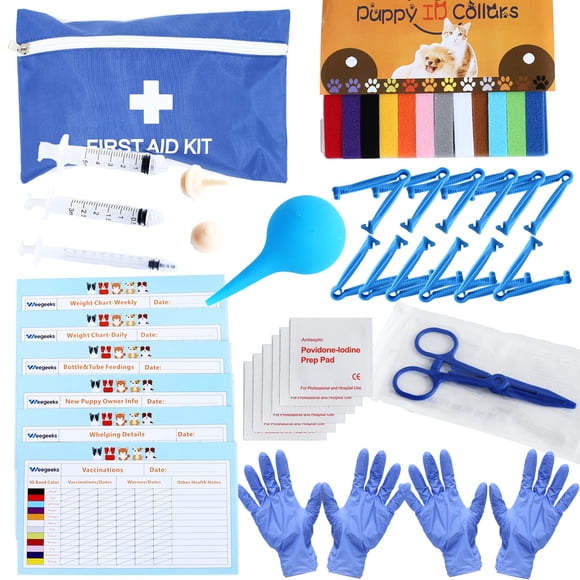 Kit de parto WEEGEEKS para cachorros de nacimiento con 12 collares y más