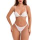 thumbnail image 1 of INSPIRE CHIC Sujetador triangular sin aros con tirantes finos y cierre frontal de satén para mujer y tanga ligera sin costuras, paquete de 2, talla L, blanco, 1 of 5