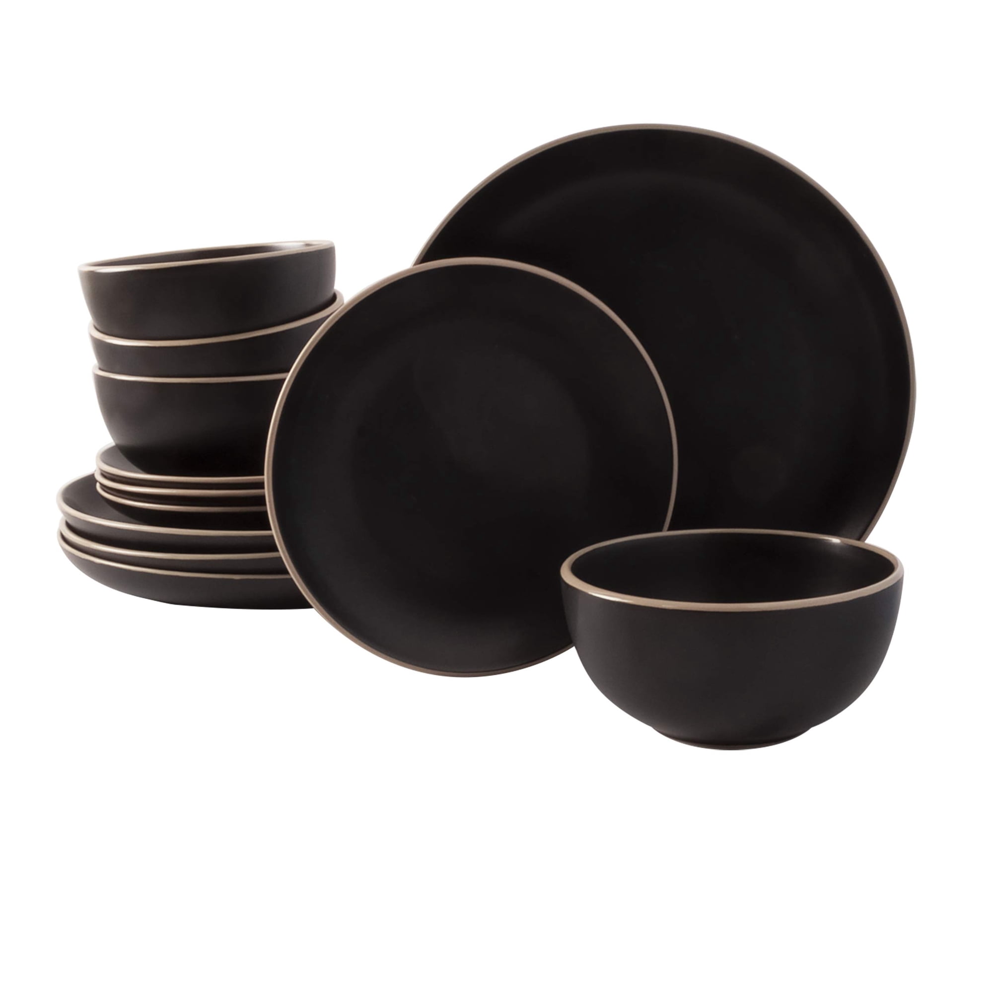 Juego De Vajilla Gibson Home Rockaway, Redondo, Negro, 12 Piezas