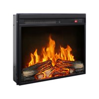M&Ms - 23 Inch Electric Fireplace Insert, Ultra Thin Heater With Log Set & Realistic Flame, Remote Control With Timer, Overheating Protection