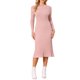 thumbnail image 1 of INSPIRE CHIC Vestido de Mujer de Manga Larga Otoño 2026 Cuello Redondo Tejido de Punto Acanalado Plisado Vestidos Midi Línea A M Rosa, 1 of 6