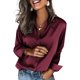 thumbnail image 1 of Blusa satinada Zeagoo para mujer con botones, 1 of 3