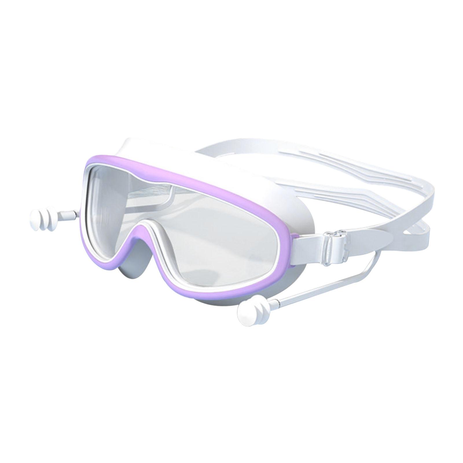Ioensy - Gafas De Buceo Para Niños Con Montura Grande, Antirroturas Y Antifugas, Color Morado Y Blanco