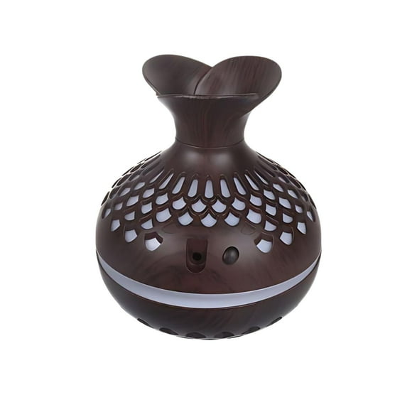 Humidificador Difusor Luz Led Forma De Flor Marron Oscuro