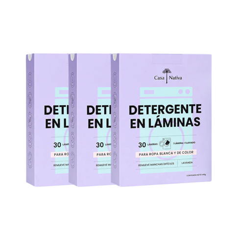 Pack Triple Detergente En Láminas Lavanda Casa Nativa 90 Un