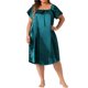 thumbnail image 1 of Agnes Orinda Women's Plus Size Escuela Colegio Camisones de Satén Cuello Cuadrado Mangas Cortas Suelto de Seda Midi Ropa de Dormir Camisón con Lazo 2X Azul Pavo Real, 1 of 8