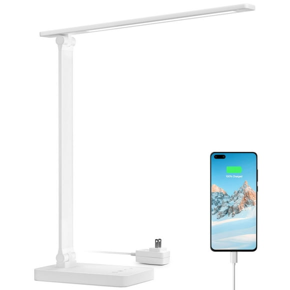 Lámpara de escritorio Lepro LED regulable con puerto de carga USB, color blanco