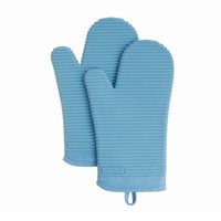 Juego De Guantes De Cocina Kitchenaid De Silicona Suave Acanalada, Azul, 2 Unidades