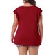 thumbnail image 3 of Agnes Orinda Blusas de Verano para Mujer Tallas Grandes con Cuello en V Entallado y Mangas con Volantes Casual 1X Rojo Vino, 3 of 6