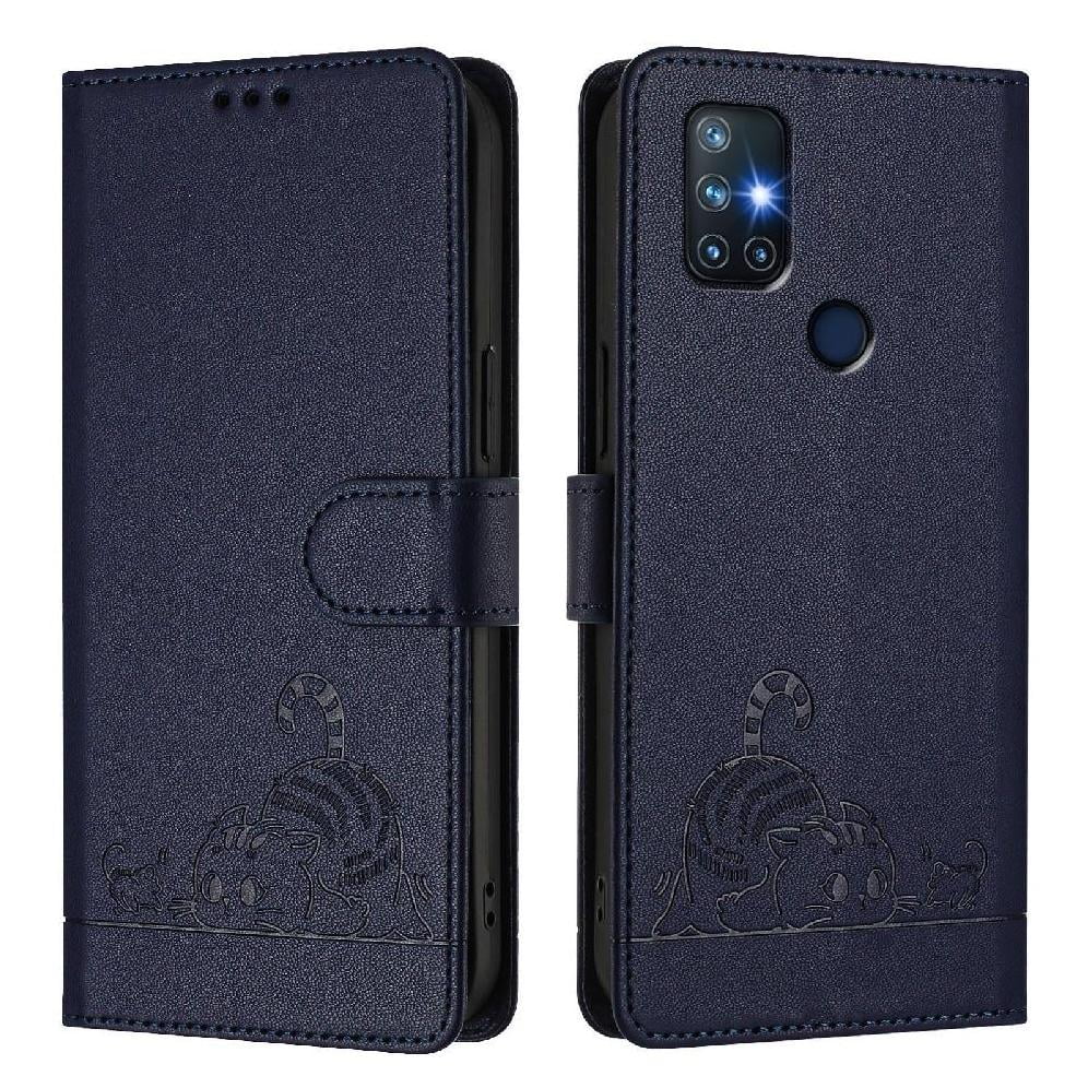 Funda Tipo Cartera Foxdock Para Oneplus Nord N10 5g Con Soporte, Ranuras, Rfid, Diseño De Gato