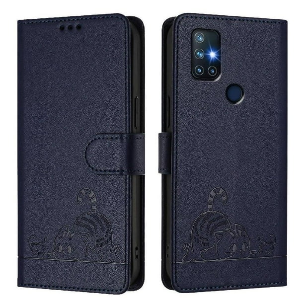 Funda tipo cartera FOXDOCK para OnePlus Nord N10 5G con soporte, ranuras, RFID, diseño de gato