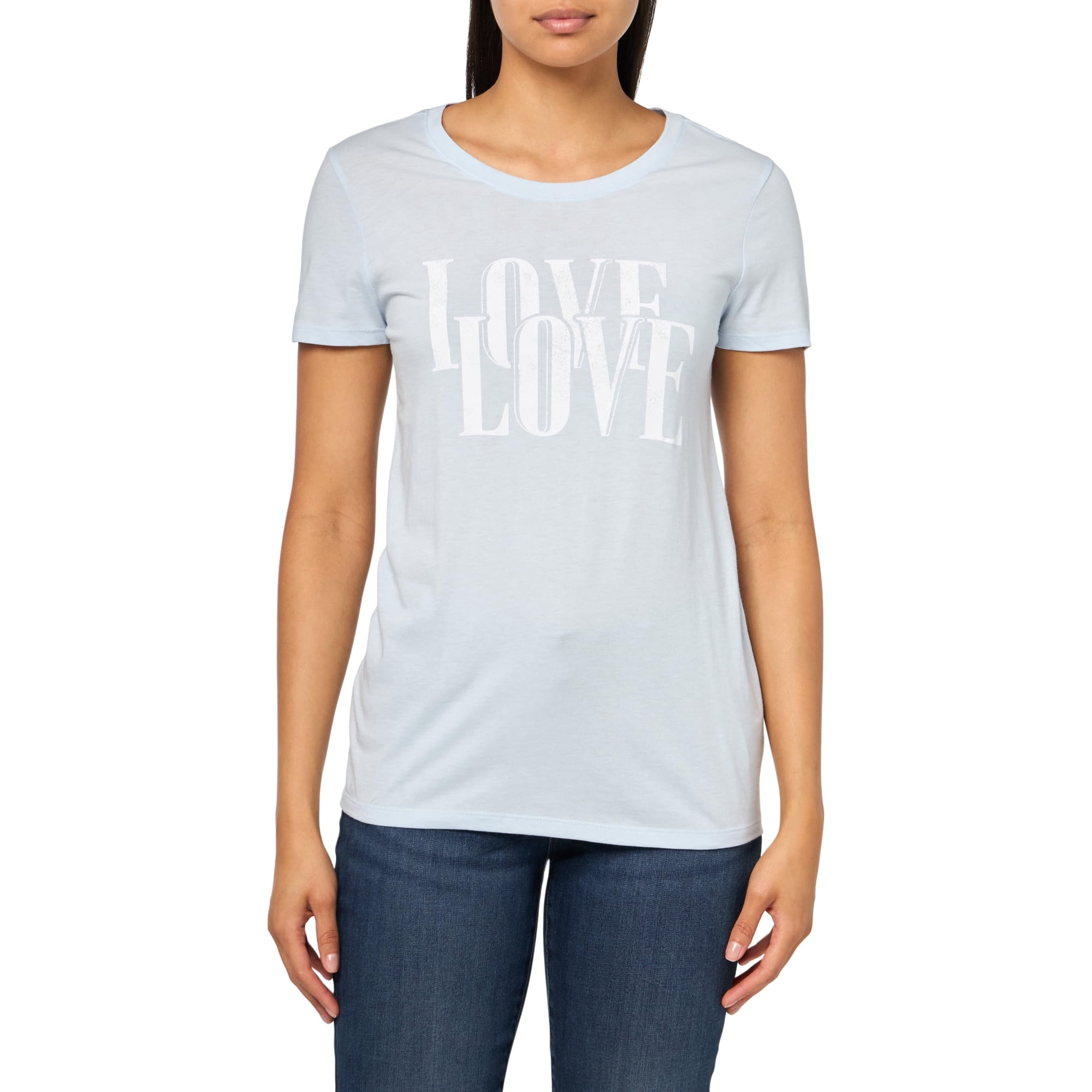 Camiseta Gap Favorite Para Mujer, Cuello Redondo, Azul Urbano, Talla S