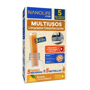 Nanolife - Limpiador Multiuso Desinfectante Recarga Citrico (5X)
