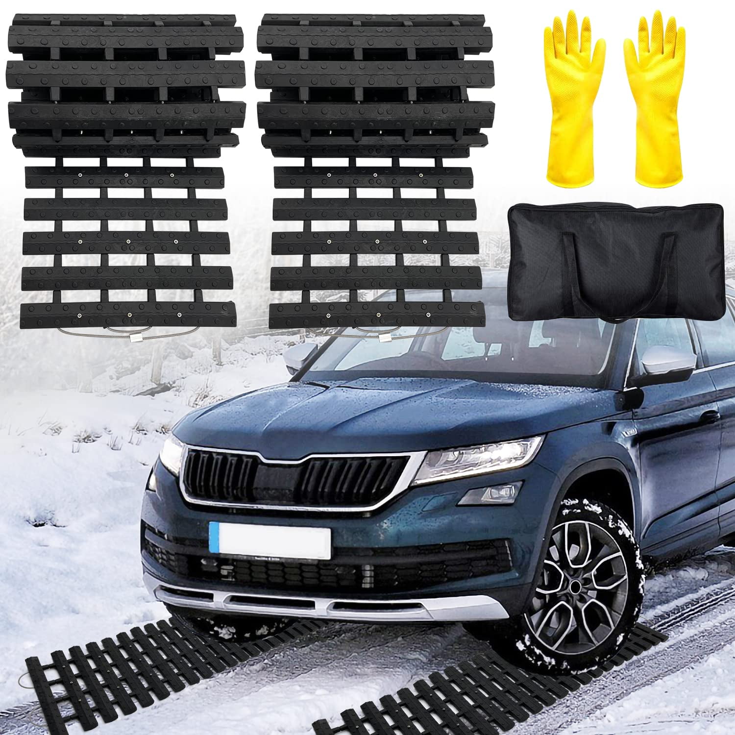 Tapetes De Tracción Para Neumáticos Evtime Para Cadenas De Nieve 2 Piezas De 70 Cm