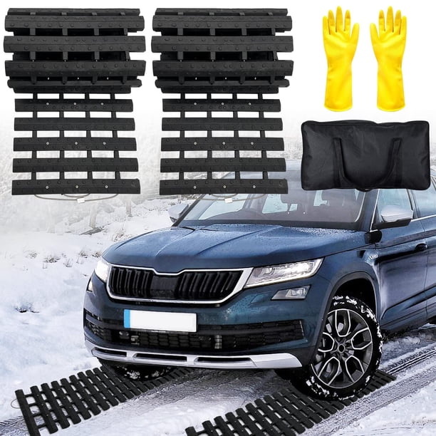 Cadenas para nieve EVTIME, alfombrillas de tracción de emergencia para neumáticos, 100 x 27 cm, 2 piezas