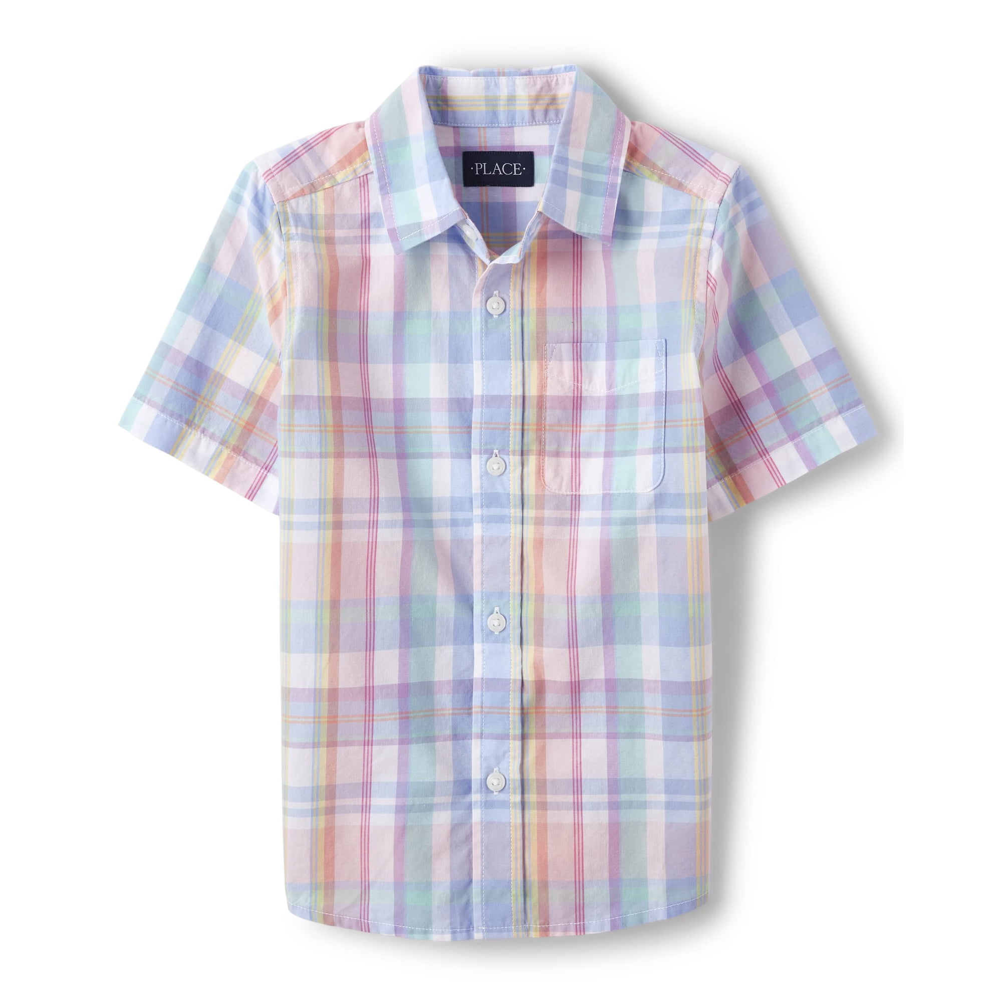 Camisa The Children's Place De Manga Corta Con Botones, Rosa 7/8