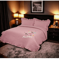 Tecnocasa - Cubrecama Quilt De Verano Diseño Bordado 2P Rosado