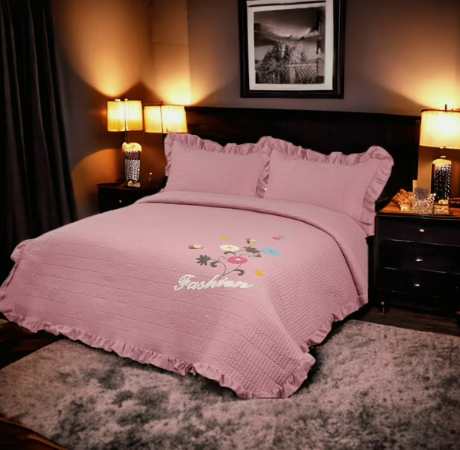 Tecnocasa - Cubrecama Quilt De Verano Diseño Bordado 2P Rosado