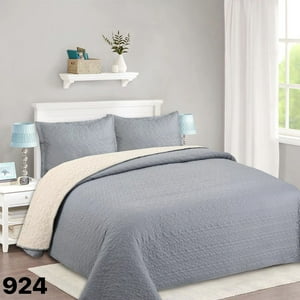 Genérico - Cubrecama Quilt Sherpa 2 Plazas - Gris M924