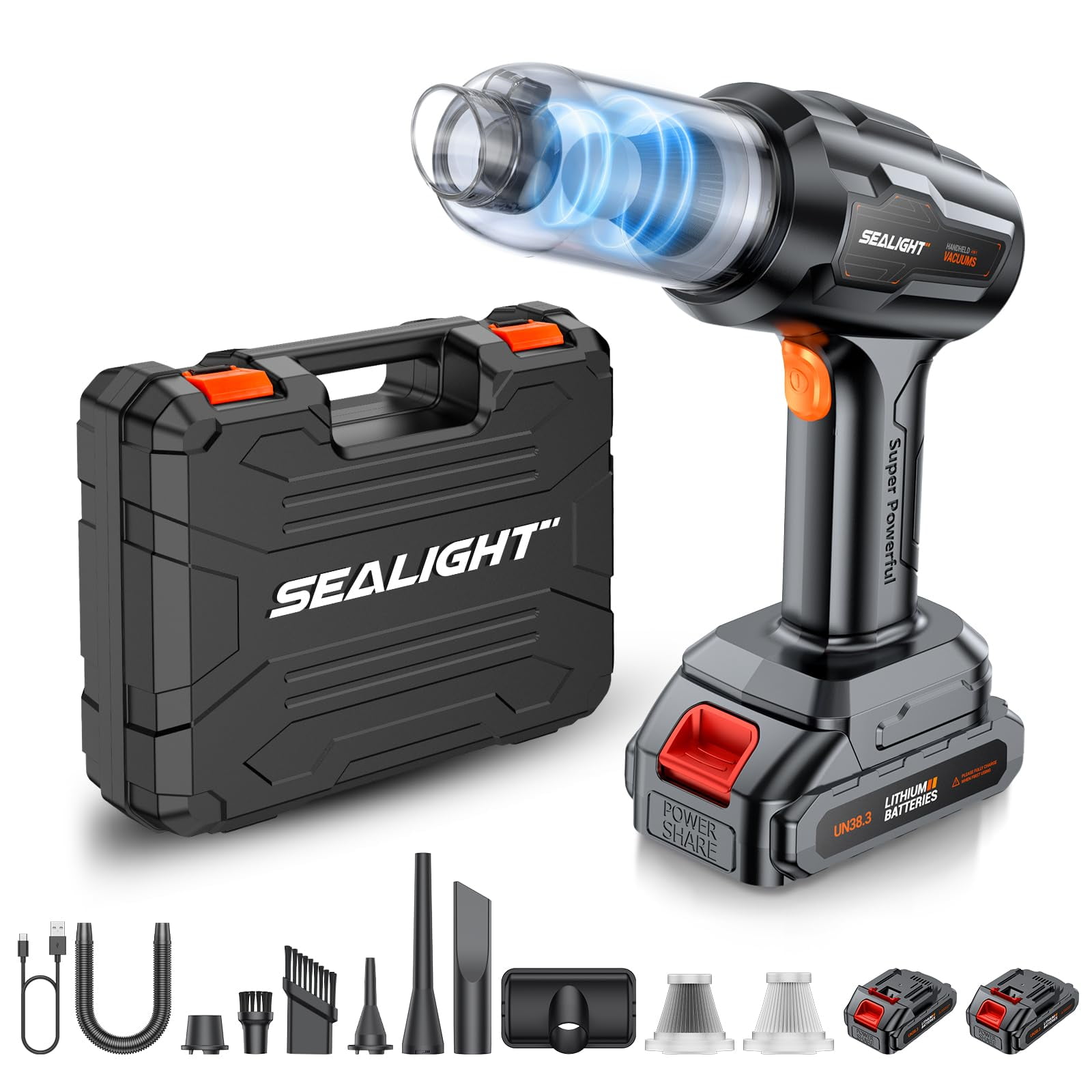 Aspiradora De Coche Portátil Sealight Inalámbrica 18v/120w 21000pa