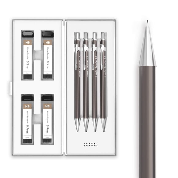 Set de lápices mecánicos MozArt con estuche de 0.3, 0.5, 0.7 y 0.9 mm
