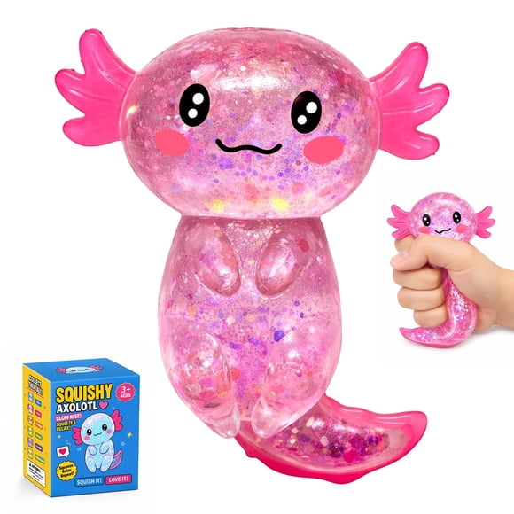 Juguete Antiestrés JKQUPHMZR 8,5 cm Axolote Rosa con Brillo