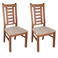 Arthome - Pack 2 Sillas Pascal Madera Color Miel Tapiz Café Jaspeado