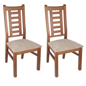 Arthome - Pack 2 Sillas Pascal Madera Color Miel Tapiz Café Jaspeado