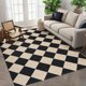 thumbnail image 1 of Alfombra GarveeHome 142x178 cm a cuadros de yute negro, 1 of 8