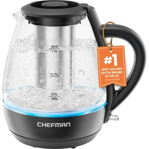 Chefman - Hervidor Eléctrico 1L 1500W Con Infusor De Té De Acero Inoxidable