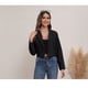 thumbnail image 1 of Blazer Corto Mujer Algodón Unicolor Solapa Casual Trabajo 0080, 1 of 3