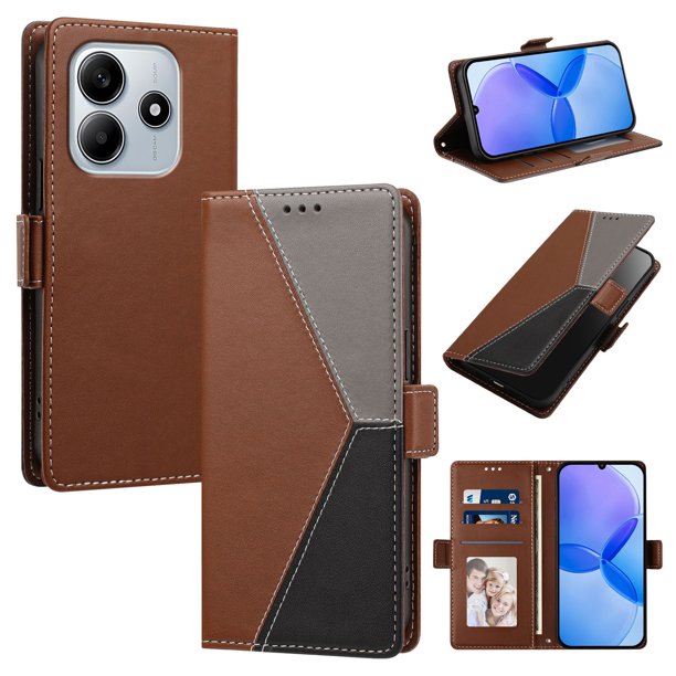 Funda Tricolor con Ranuras para Xiaomi Xiaomi Poco M7 Pro 5G, Marrón