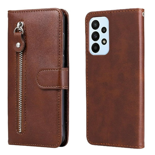 Funda con Cremallera para Samsung Galaxy M23, Carcasa Cartera de Cuero PU con Soporte y Tarjetero