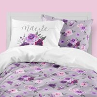 Milsleep - Juego De Cama Infantil Personalizado Floral Morado (Funda Nórdica O Edredón)