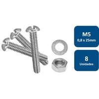 Rukafe Basics - Set Metrico De Perno Cocina, Tuerca Y Golilla M5-0.8 X 25Mm 8Un.