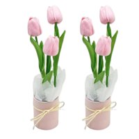 Magideal - Flores Artificiales En Macetas Ramo De Bricolaje Centro De Simulación Floral Macetas De Primavera Para Fotografía Festival Ocasiones , Rosado