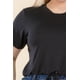 thumbnail image 4 of Saronite Top Corto Básico de Manga Corta con Lazo Frontal, Negro (Talla Grande para Mujer), 4 of 5