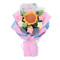 Bothyi - Ramo De Flores De Ganchillo Terminado, Ramo De Mesa Elegante Terminado, Centro De Mesa Rosa