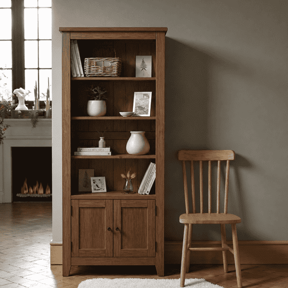 Vitrina "Alaia" de Madera Vitrina Artesanal de Pino - Café - 80x35x180 cm